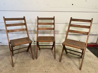 Three Vintage Wooden Folding Chairs