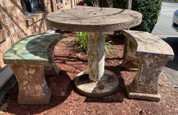 Outdoor Concrete Patio Table With Benches