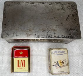 Vintage Smoking Lot - Camel Cigarettes Ashtray - L & M Filters Royalite Lighter - Advertising Promos - Box