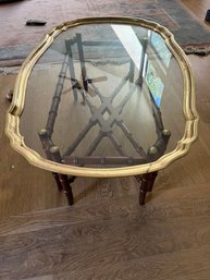 A Regency Style Brass And Faux Bamboo Coffee Table - Glass Top