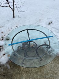 Round Patio Porch Table Glass 42' Iron Base 29x29'
