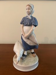 Royal Copenhagen Girl With Goose Figurine