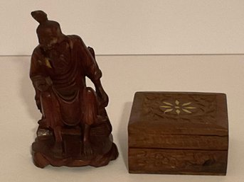 Vintage Wooden Figurine & Keepsake Box.