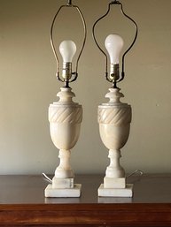 Vintage Twin Marble Urn Lamps