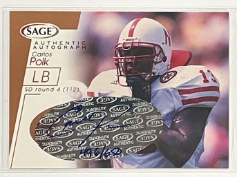 2001 Sage Authentic Autograph Carlos Polk Card #A35    Numbered 496/650