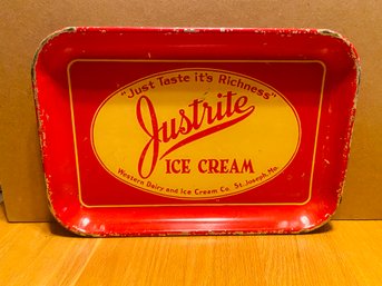 Antique  JUSTRITE Ice Cream Advertisement  Tray