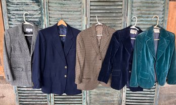 5 Cool-Toned Winter Blazers, 1 Bloomingdales, 2 Jaeger Made In Great Britain, Mode Elegante, J. Press,  Size 4