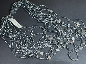 Designer Laila Rowe Multi Strand Beaded Necklace In Gray