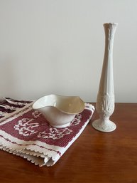 Lenox Bud Vase, Ruffled Candy Dish & Table Runner