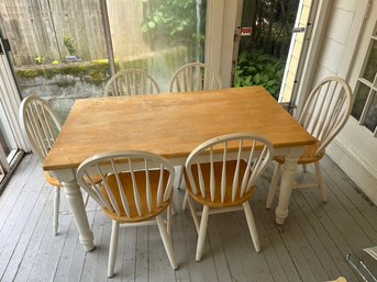 Casual Pine Dining Table & 6 Matching Chairs