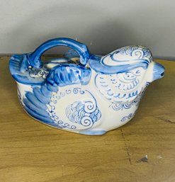 Oriental Blue And White Bird Teapot