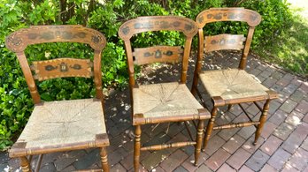 A Set Of Three Ethan Allen Stenciled Hitchcock Style Chairs