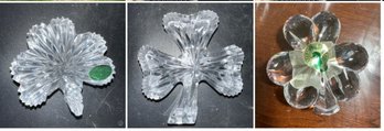 Beautiful Crystal Shamrock Lot ~ 2 Waterford & 1 Heritage Crystal ~