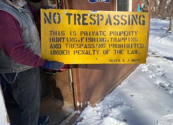 Antique No Trespassing  Metal Sign