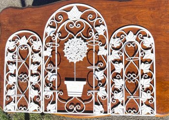 Iron Garden Or Fireplace Screen Decor With Planter Rings
