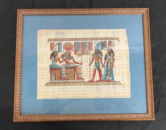 Framed Egyptian Papyrus On Blue Background
