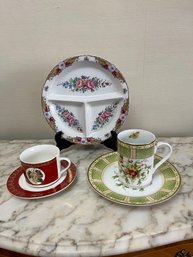 Vintage Vizavi Italian Plate, 2 New Royal Albert Teacups