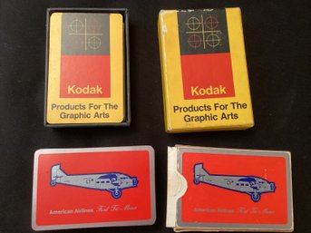 Two Packs Vintage Playing Cards Kodak And American Airlines