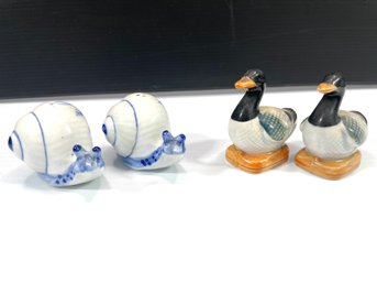 Ducks And Snails - Salt And Pepper Shakers . Ducks Are Occupied Japan