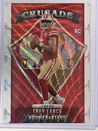 2021 Panini Rookies And Stars Trey Lance Crusade Red Wave Rookie Prizm Card #CR-22