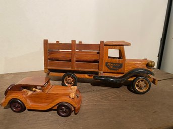 Smith Spreaders Truck And Oldsmobile Wooden Vehicles