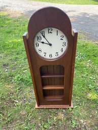 Tall Wooden Wall Clock With Shelves