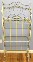 Vintage 3 Tier Wrought Iron & Glass Folding Shelving.