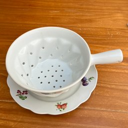 Hand Painted Cordon Bleu International Berry Strainer And Plate