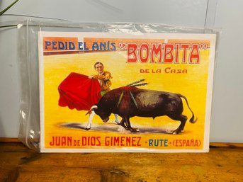 BOMBITA Bull Fighting Spanish Metal Advertisement
