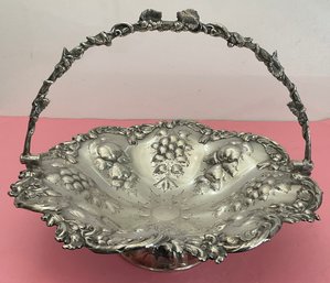 Stunning Antique Silver Plated Grape & Fruit Design Basket.