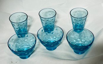 Set Of 6 Hazel Atlas Blue Capri Glasses