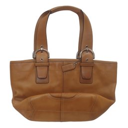 COACH Tan Leather Double Strap Handbag Shoulder Bag