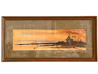 Vintage Original Framed Watercolor Seascape Signed Harry Hall. ( #17)