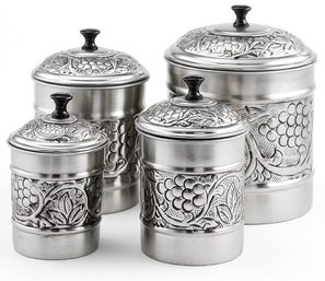 New In Box 4 Piece Old Dutch Canister Set In Antique Pewter  Purchased At Saks 5 Ave