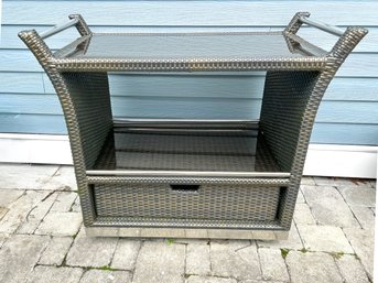 FrontGate Outdoor Wicker Patio Buffet Table And Bar With Storage Really Nice!!
