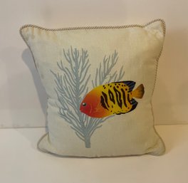 Cotton Linen Blend Fish Pillow With Matching Cording