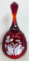 Fenton Hand-Painted Ruby Red Glass Bell With Box