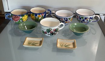 Collection Of Mugs & Condiment Dishes,  Villeroy & Boch, Martini Marisa & Antica Siena, Suraj Of Costa Rica