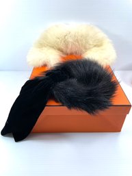 White Fox Collar And Black Fox Headwear