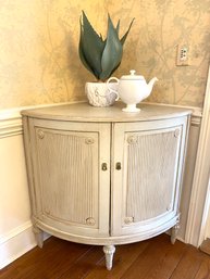 PAIR /    French Country Corner Chests In White Wash Finish