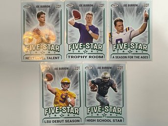 2020 Sage Five Star Joe Burrow Rookie Card 5 Card Lot #'s 90 - 94    All 5 Cards Pictured.