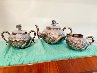 800 Silver And Bone Tea Set