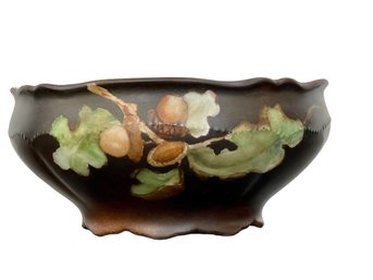 Q & E.G. Royal Austria Hand Painted Bowl With Acorn & Leaf Details. Marked E Edson