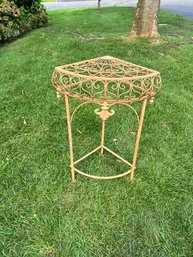 Metal Corner Plant Stand Or Table With Fleur Design