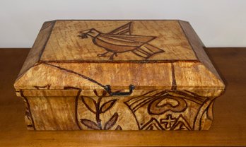 Vintage Hand Decorated Wood Storage Box