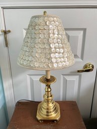 Vintage Lamp With Mother Of Pearl Beaded Lampshade