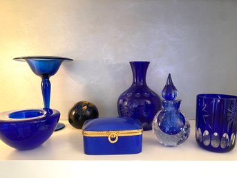 Cobalt Blue Glass Decorative Accessories Group