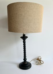 Black Twisted Lamp With Linen Lamp Shade