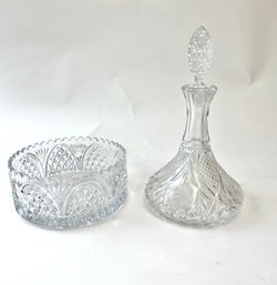 Vintage Crystal Bowl And Decanter