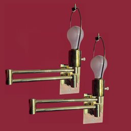 A Pair Of Mid-century Hansen Lamps - Brass - Swing Arm Wall Sconces